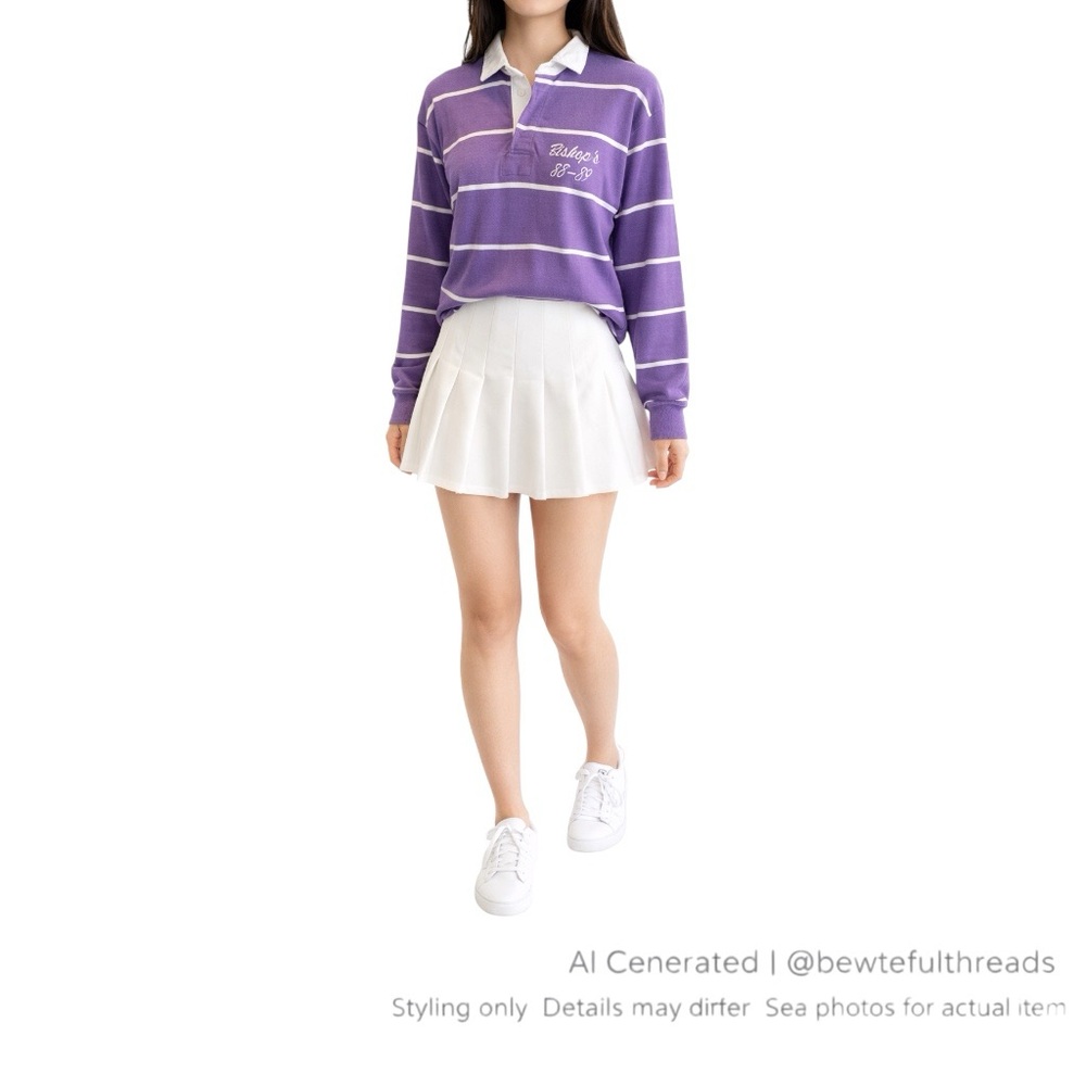 Vintage Barbarian Rugby Jersey Purple Stripe Preppy Rugbycore Heavyweight M-L